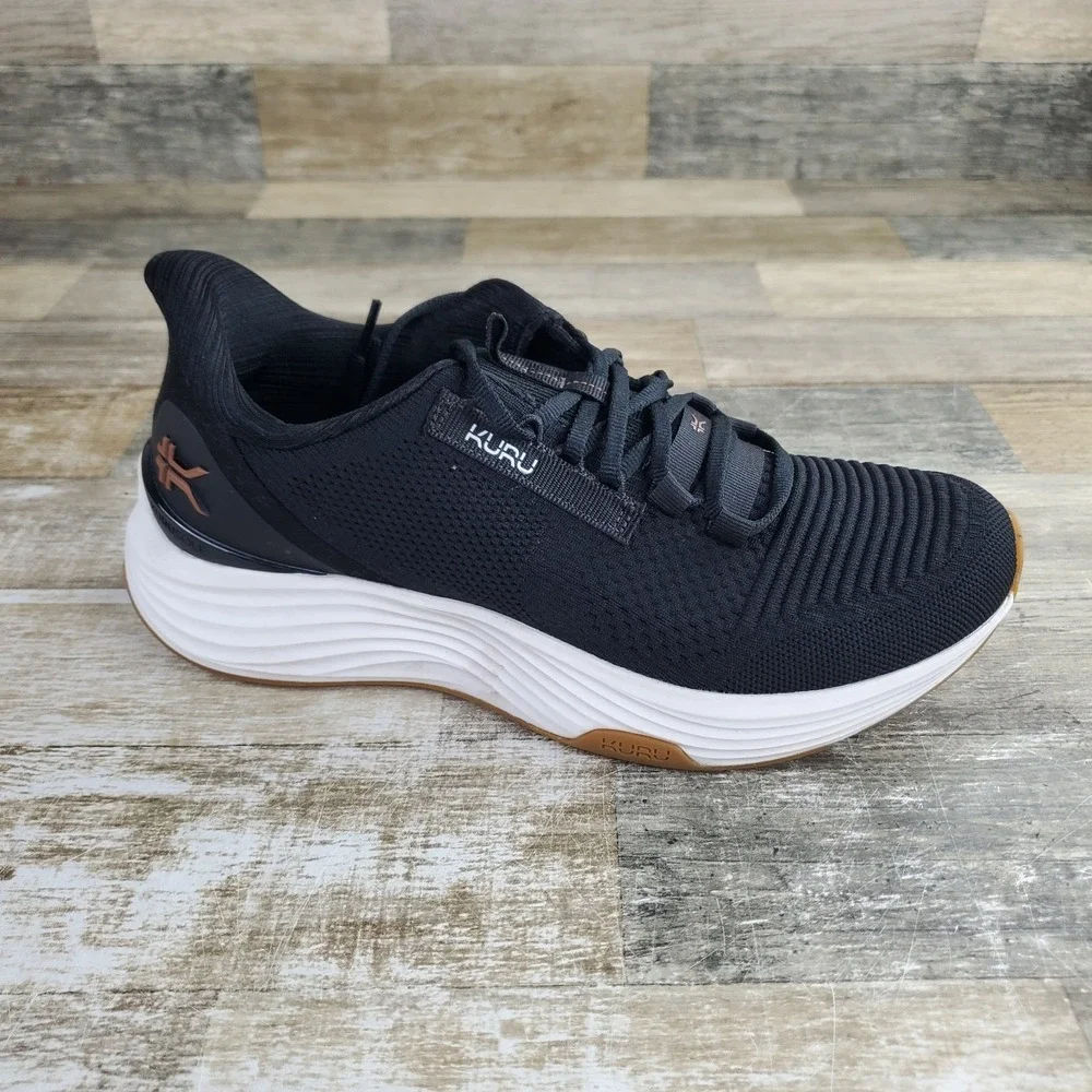 Kuru Atom 2 Womens Shoes Sz 9.5 W Athletic Running Black White Lace Up Sneakers